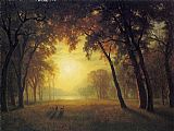 Albert Bierstadt Canvas Paintings - Deer in a Clearing
